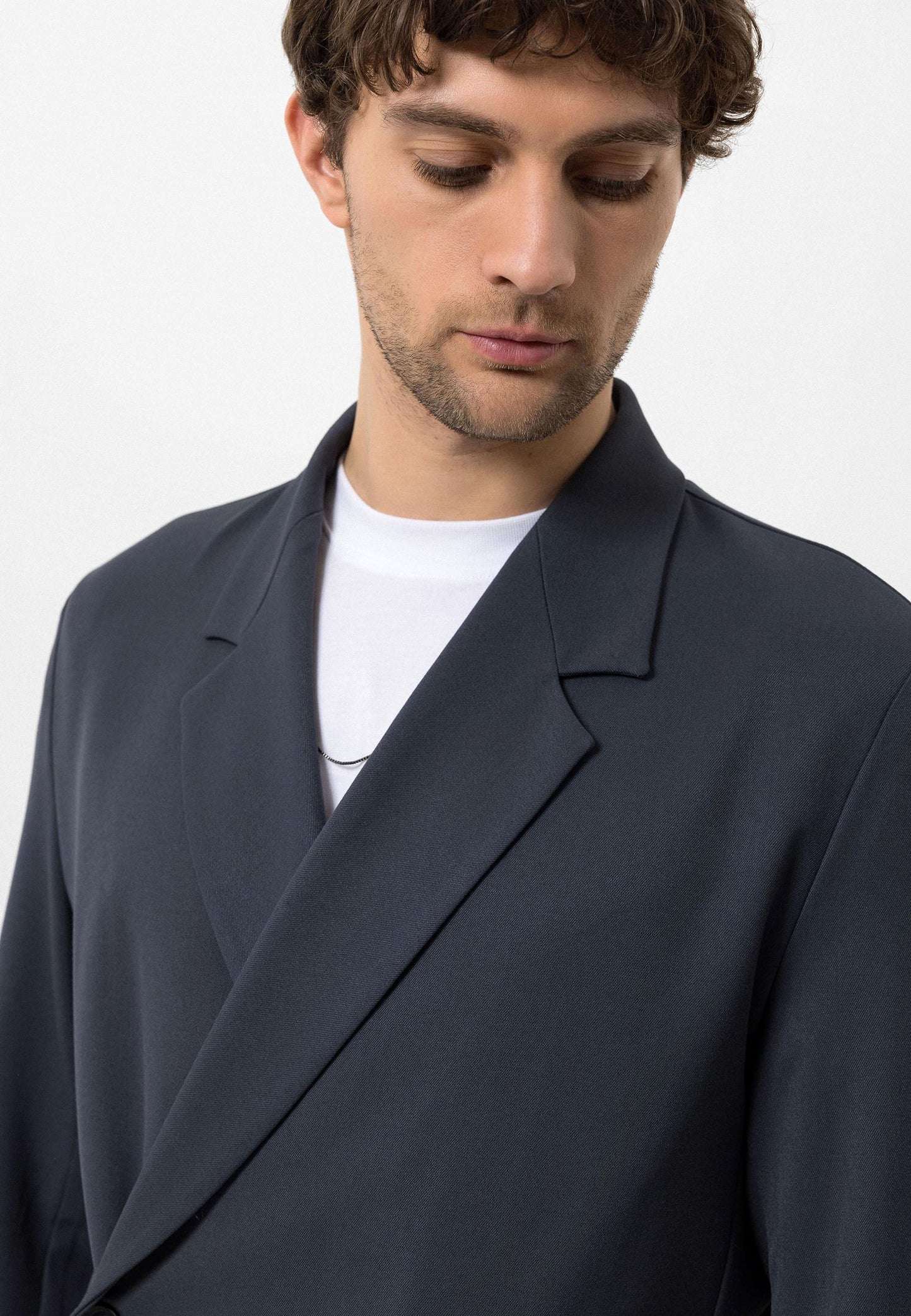 Men's Smoked Double-Breasted Hidden Pocket Blazer