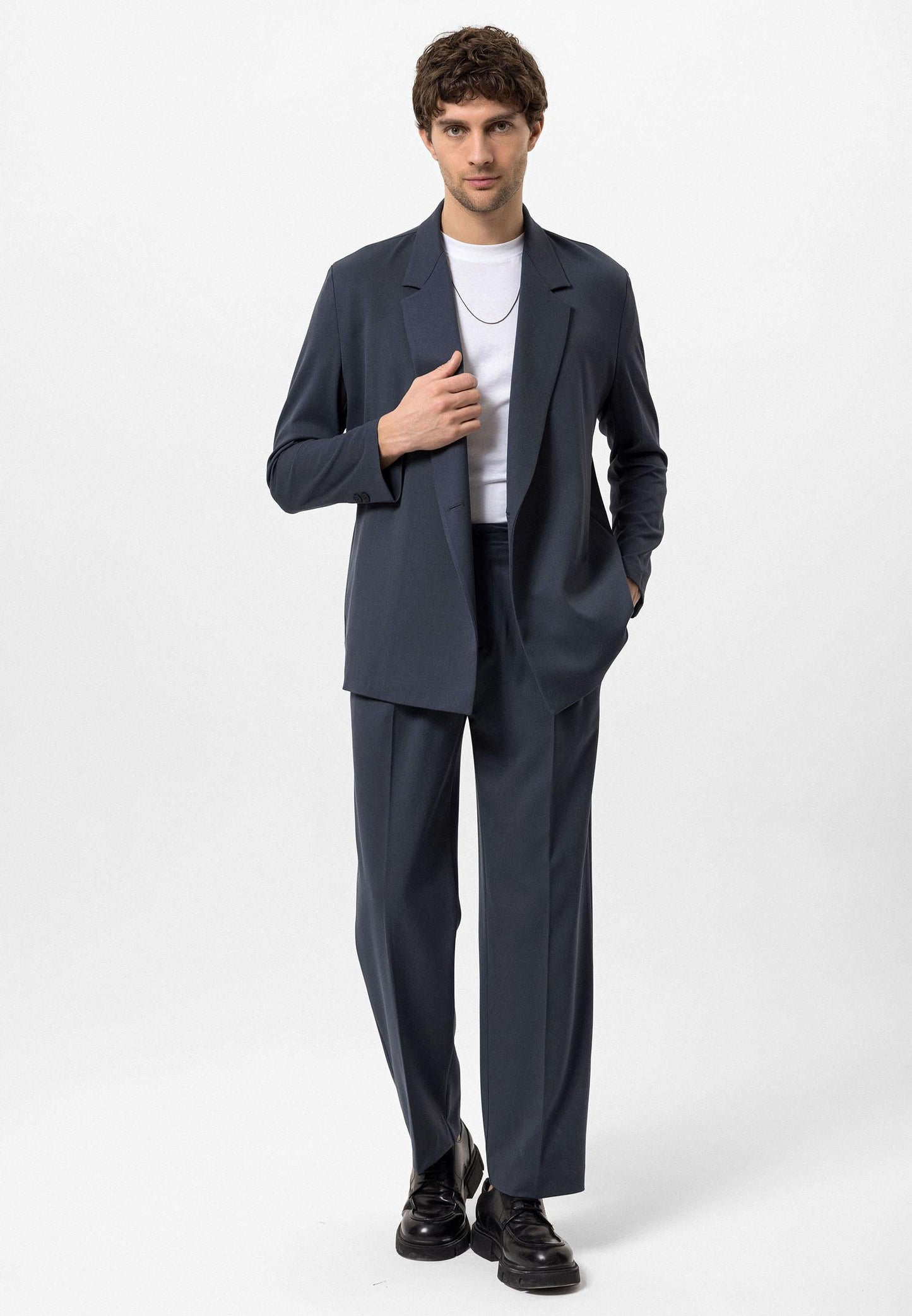 Men's Smoked Double-Breasted Hidden Pocket Blazer