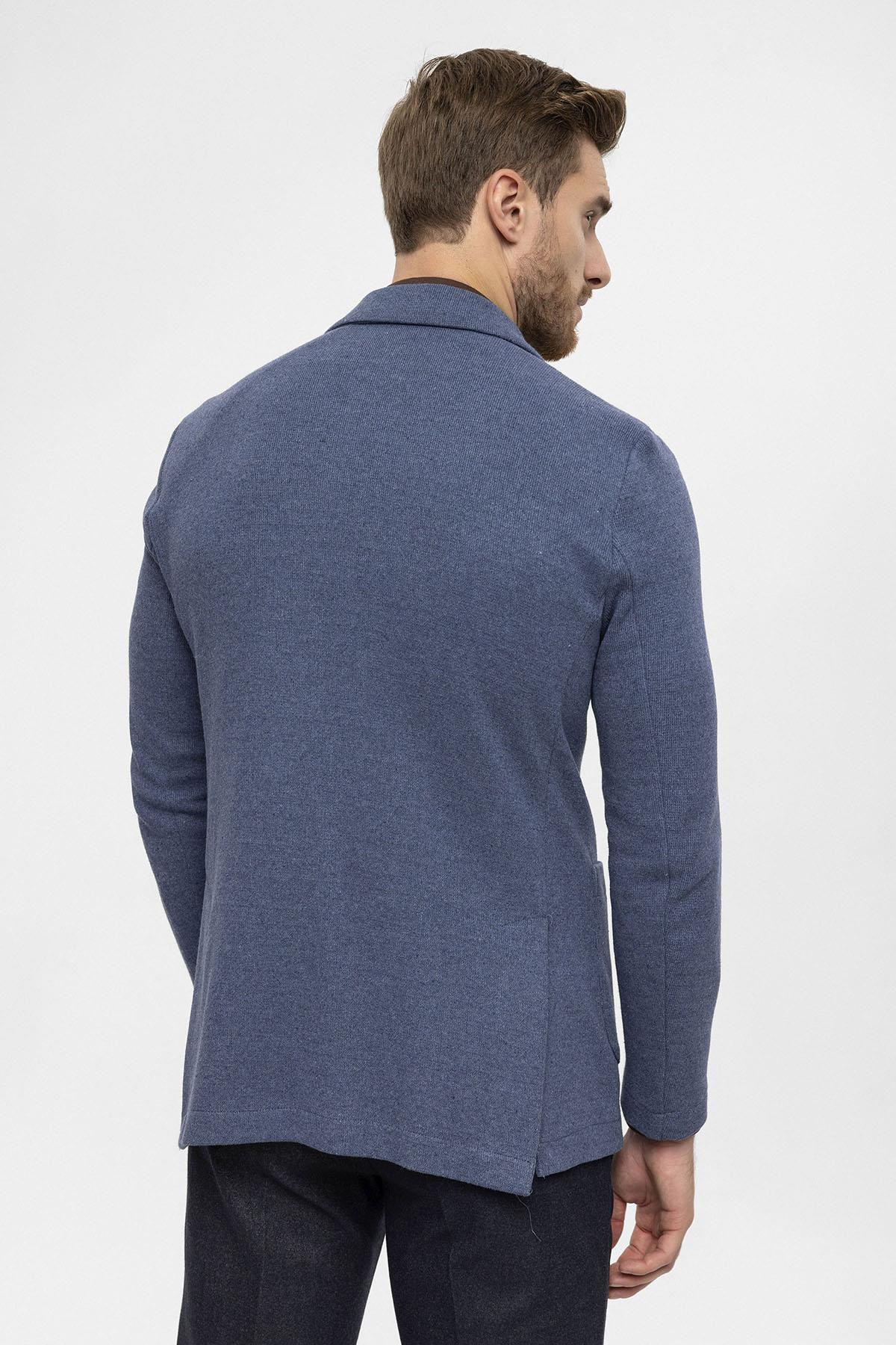 KOALA SYDNEY Men's Indigo Double-Breasted Knitwear Blazer Jacket