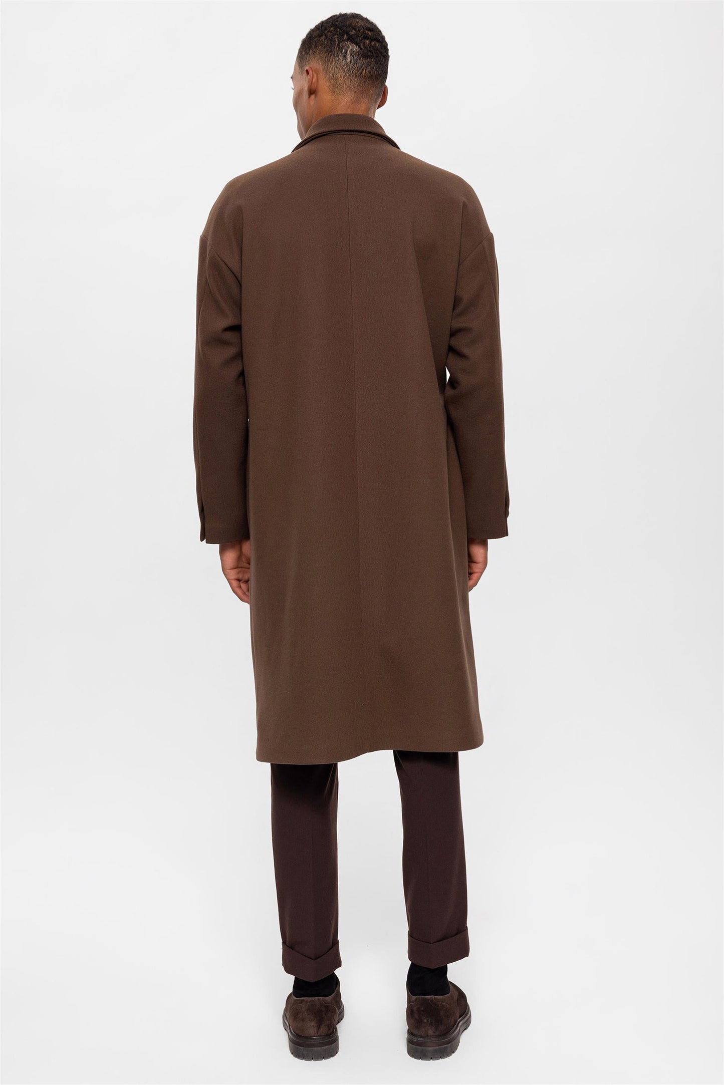 Brown Belted Oversize Men's Coat