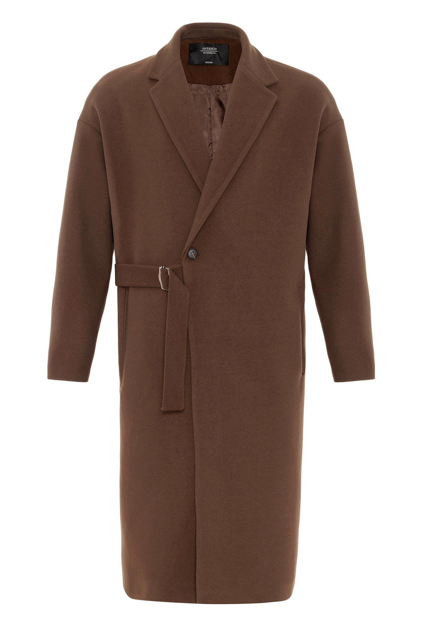 Brown Belted Oversize Men's Coat