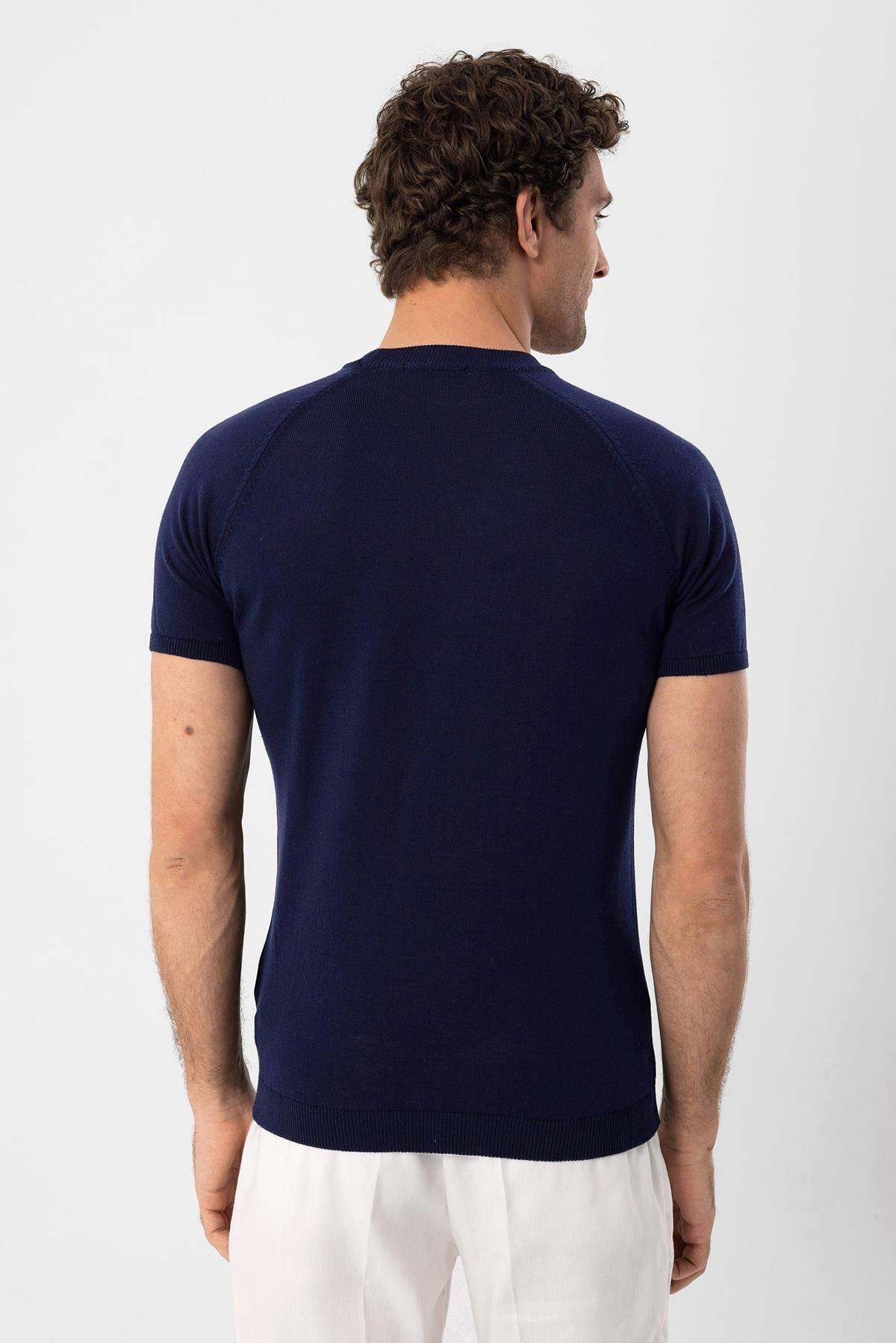 KOALA SYDNEY Men's Navy Blue Navy Crew Neck Knit T-Shirt