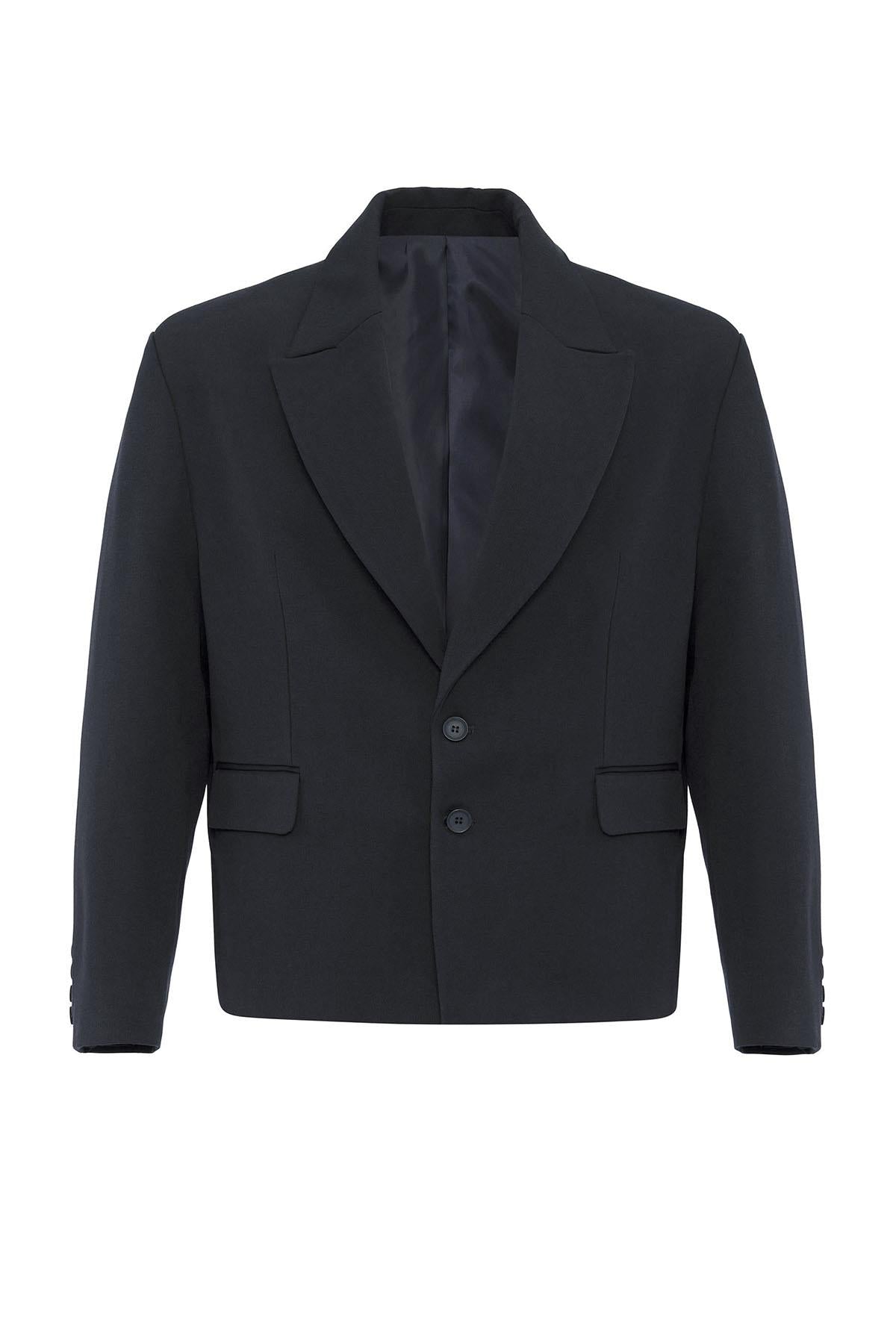 Navy Crop Fit Men's Blazer Jacket