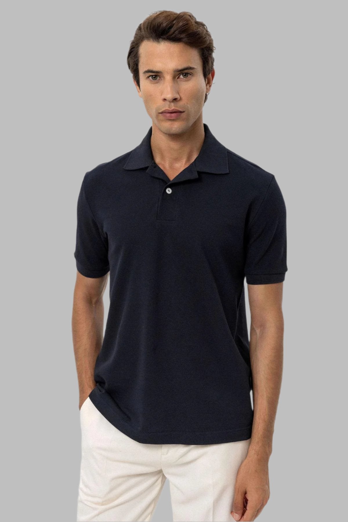 KOALA SYDNEY Men's Navy Blue Navy Polo Neck T-Shirt
