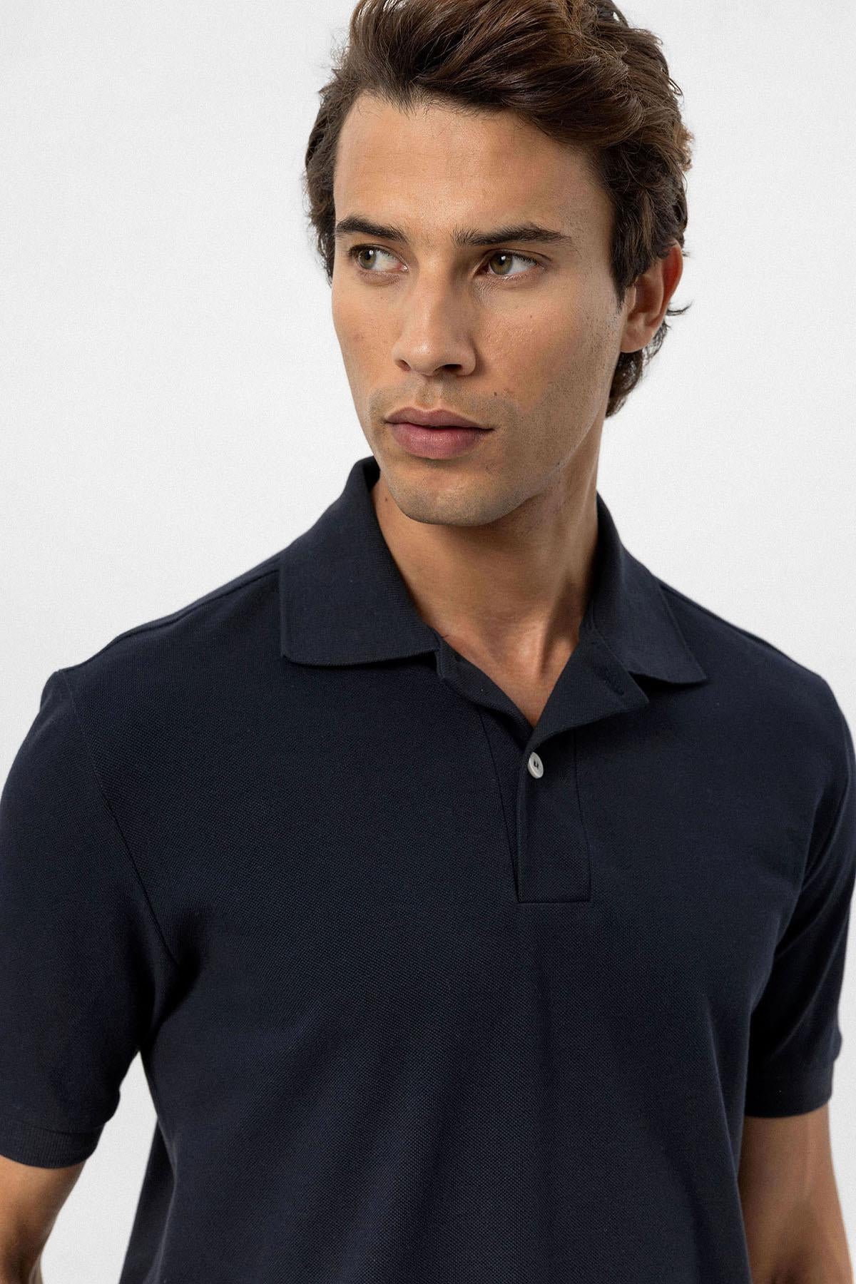 KOALA SYDNEY Men's Navy Blue Navy Polo Neck T-Shirt