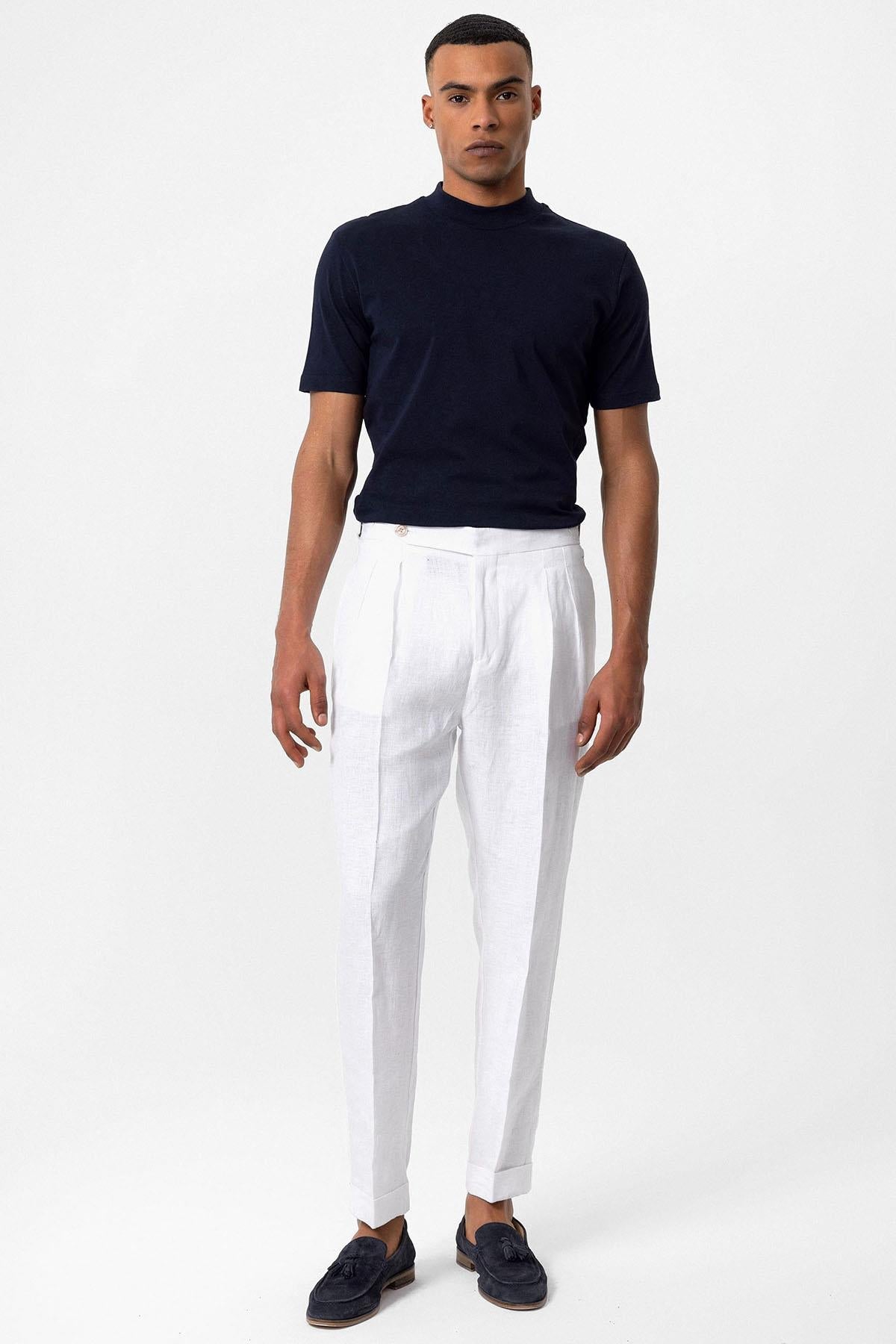 Men's Navy Blue Navy Slim Fit Basic T-Shirt - Wessi