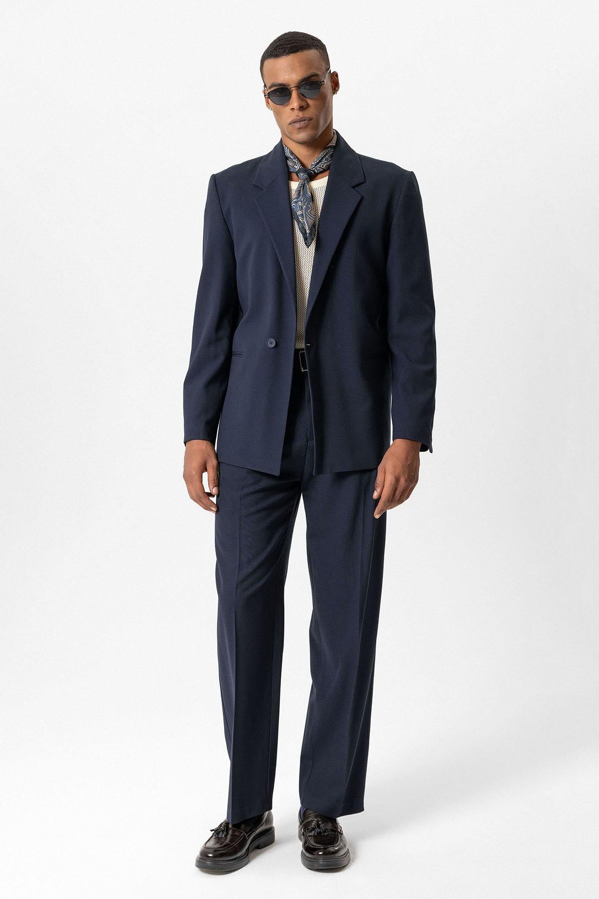 KOALA SYDNEY Navy Single-Button Relaxed Men's Blazer Jacket