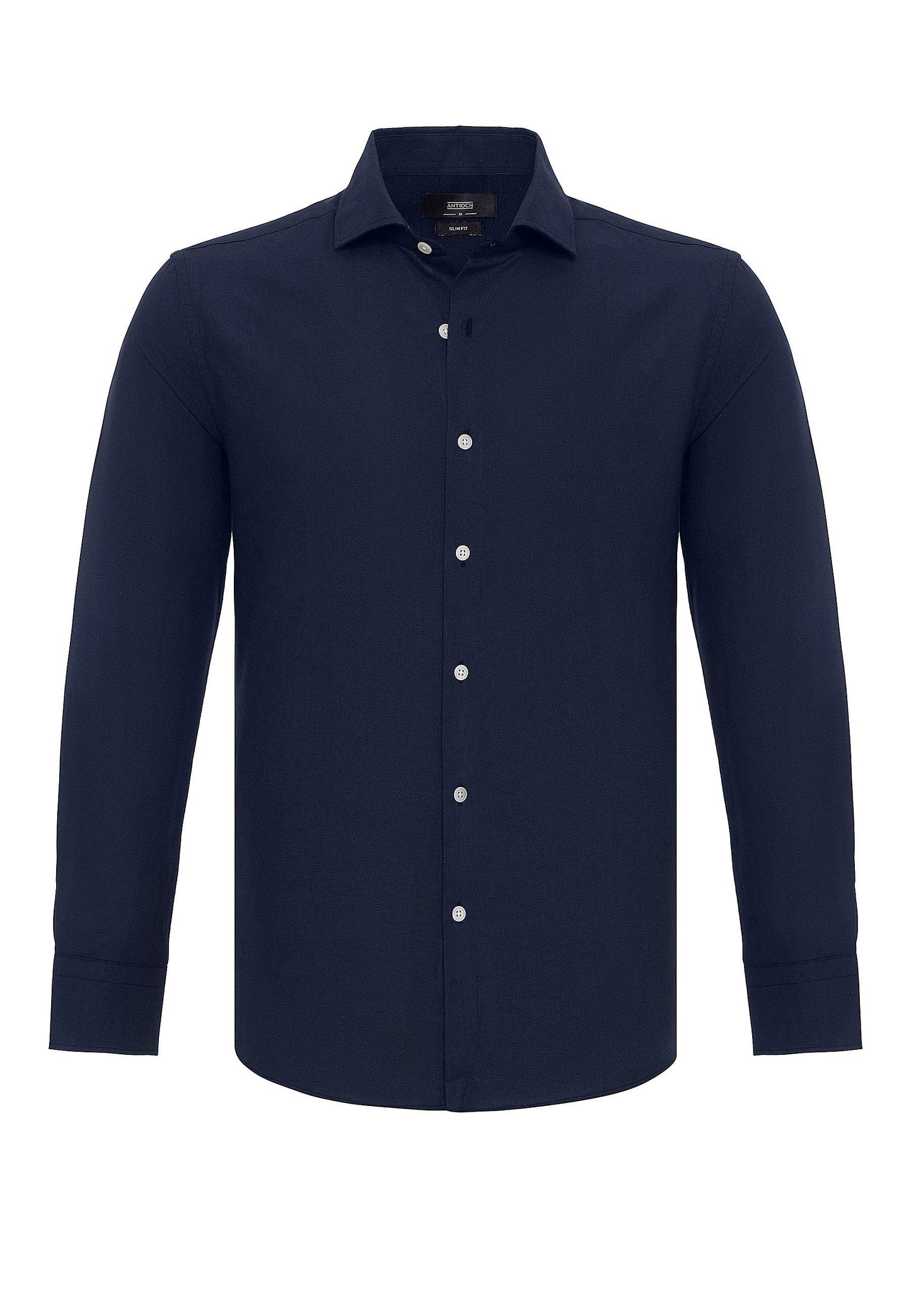 Navy Long-Sleeve Slim Fit Men's Shirt