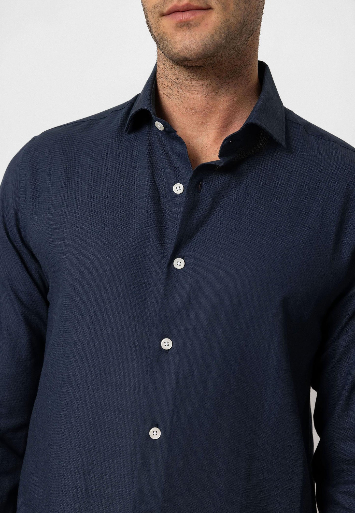 Navy Long-Sleeve Slim Fit Men's Shirt