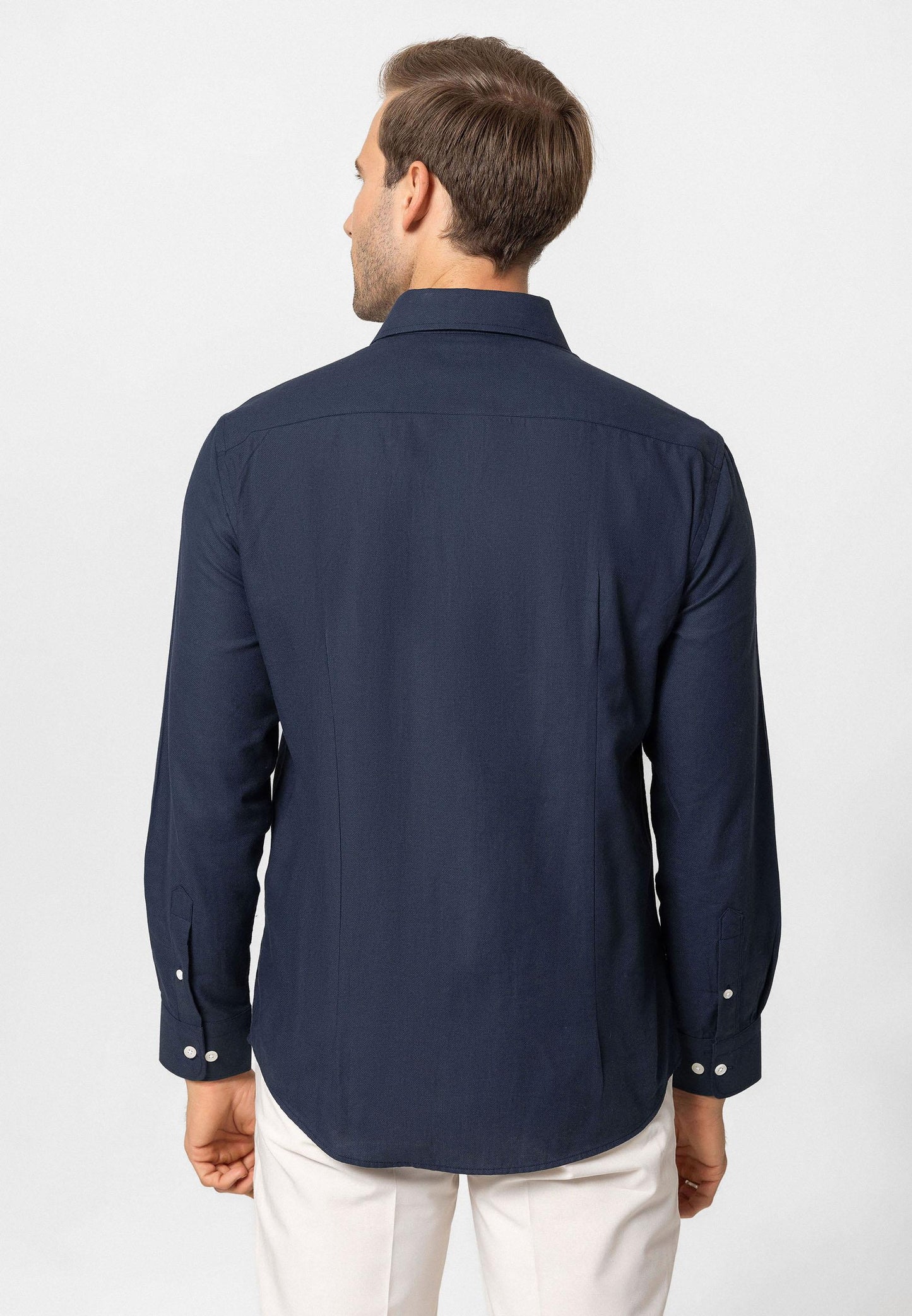 Navy Long-Sleeve Slim Fit Men's Shirt