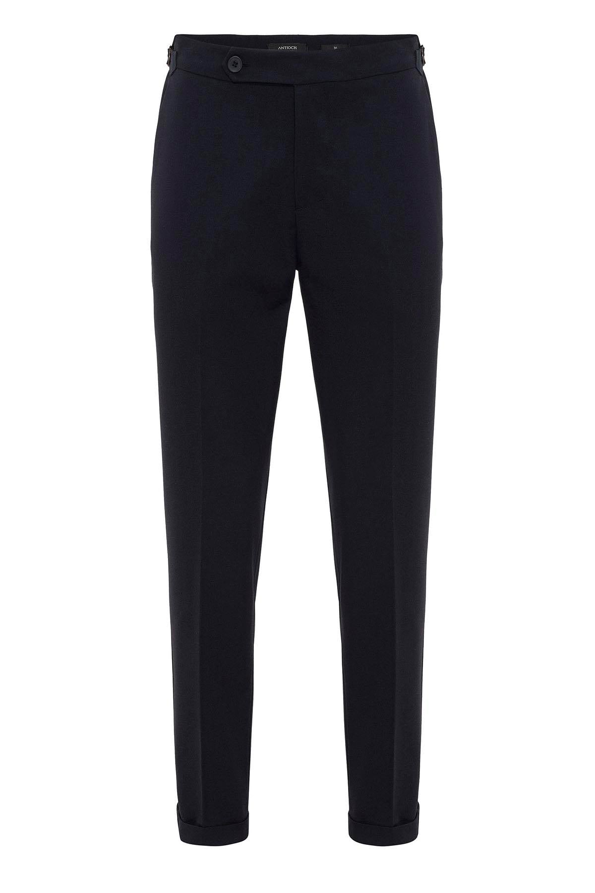 Men's Navy Blue Navy High-Waist Regular Fit Pants