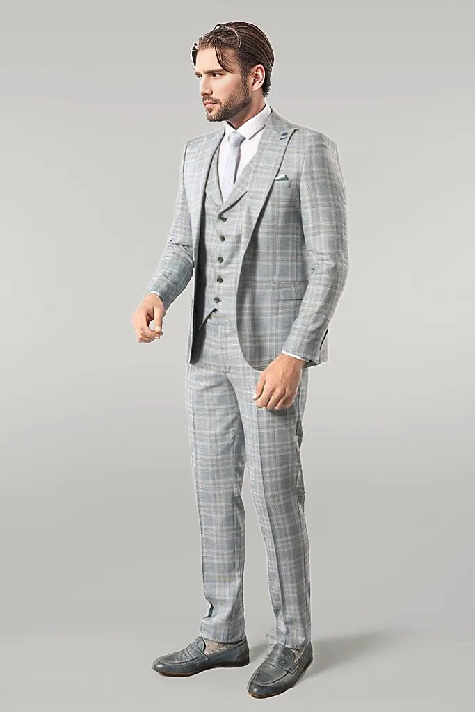 KOALA SYDNEY Light Green Checked Mens Suit |