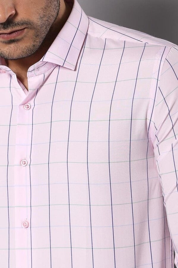 Light Pink Plaid Shirt for Men