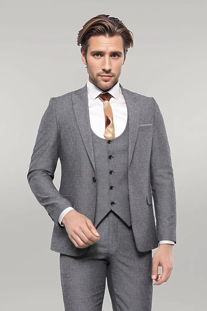 Linen Touch Black 3 Piece Men's Suit |