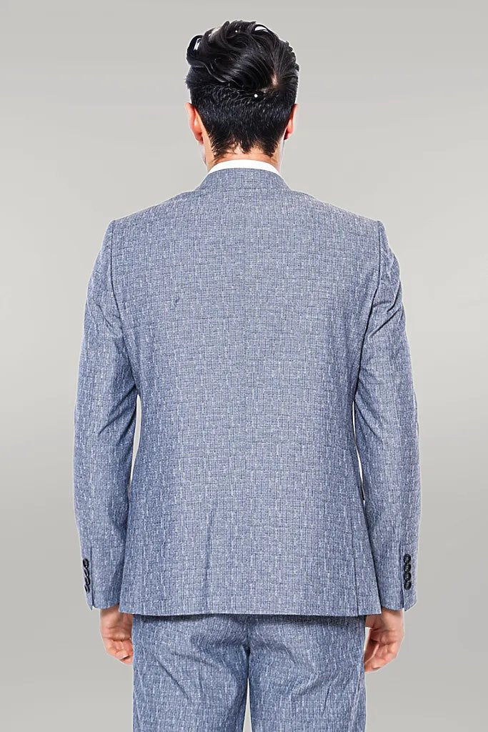 KOALA SYDNEY Linen Touch Blue Men's 3 Piece Suit -
