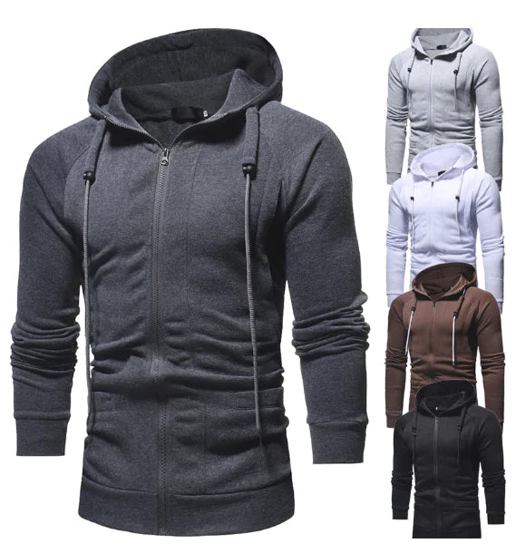 Hooded Cardigan Sweatshirt with Multiple Pockets