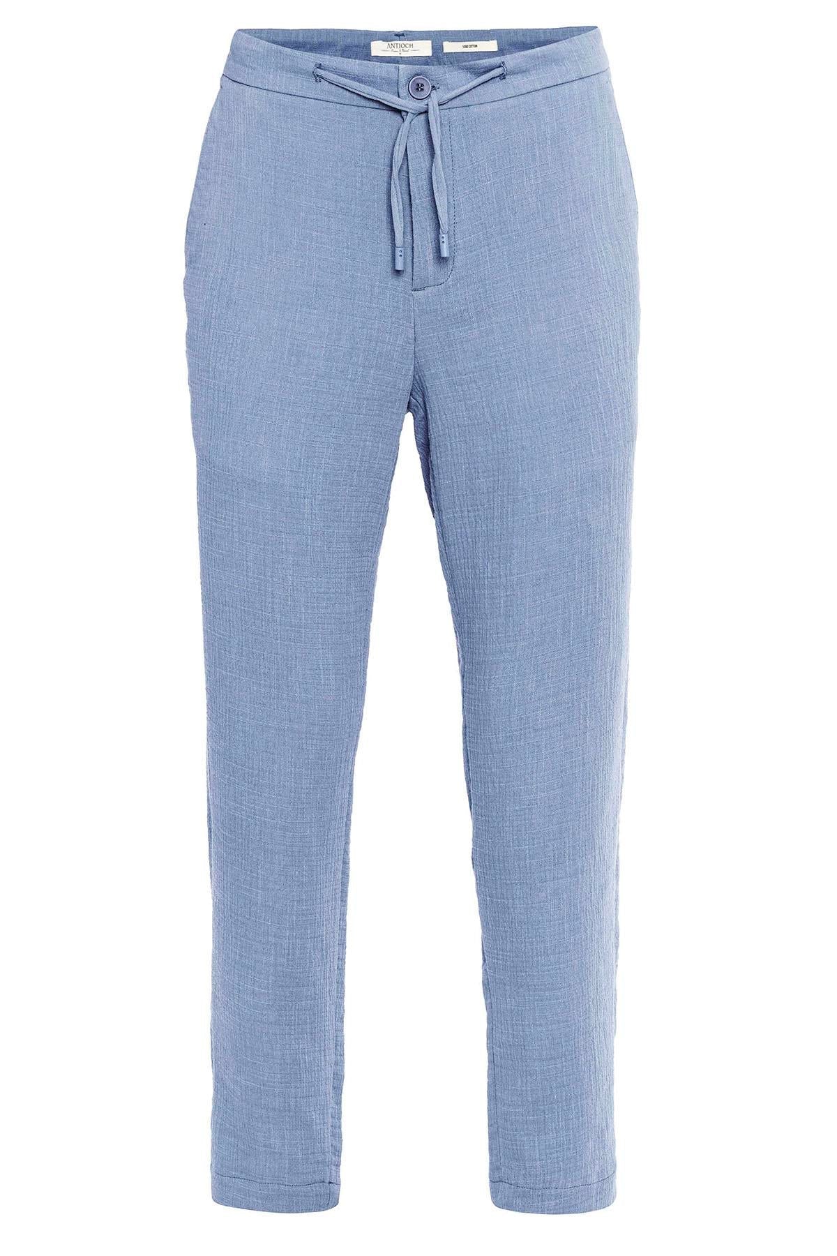 Men's Blue Regular Fit Drawstring Pants