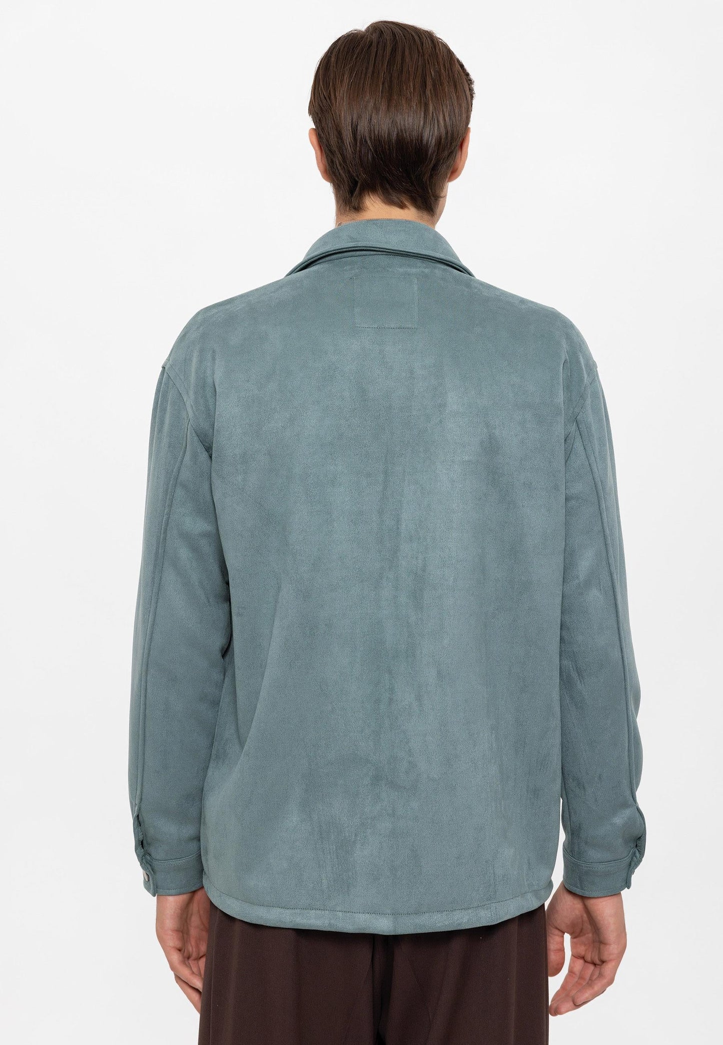 Men's Mint Suede Regular Fit Shirt with Metal Buttons