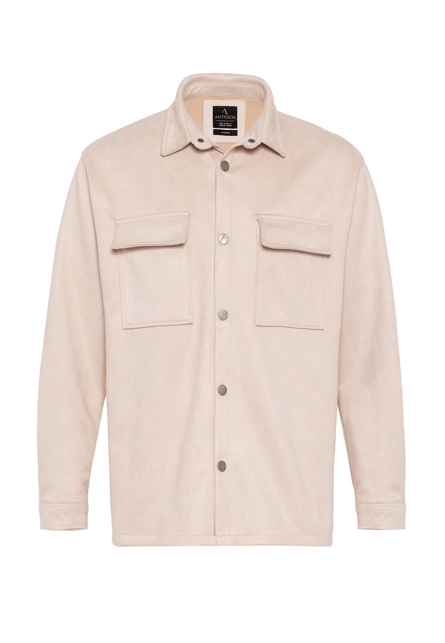 Men's Stone Suede Regular Fit Shirt with Metal Buttons
