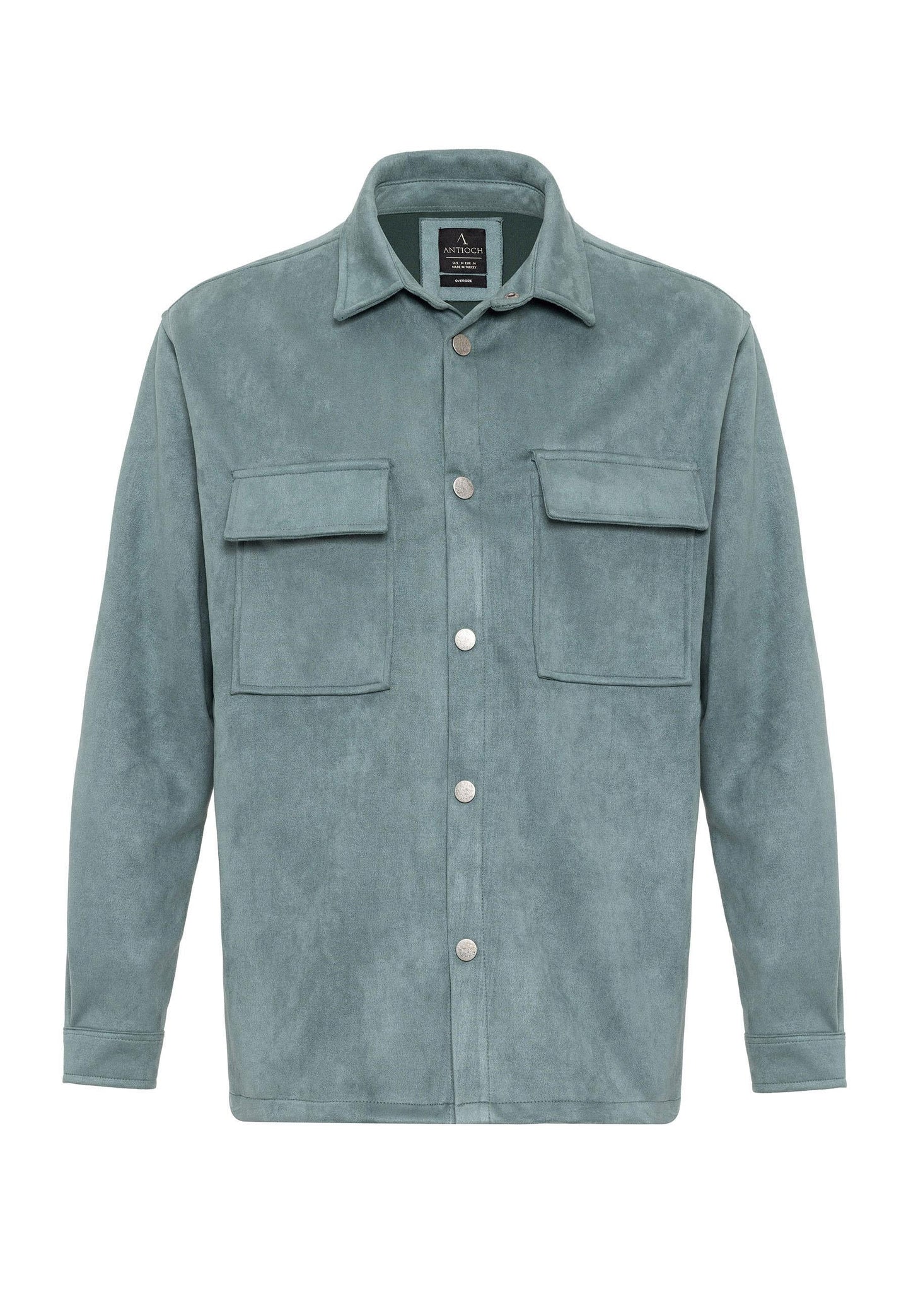 Men's Mint Suede Regular Fit Shirt with Metal Buttons