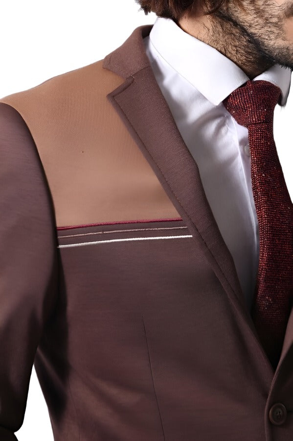Modeled Slim Fit Brown Blazer
