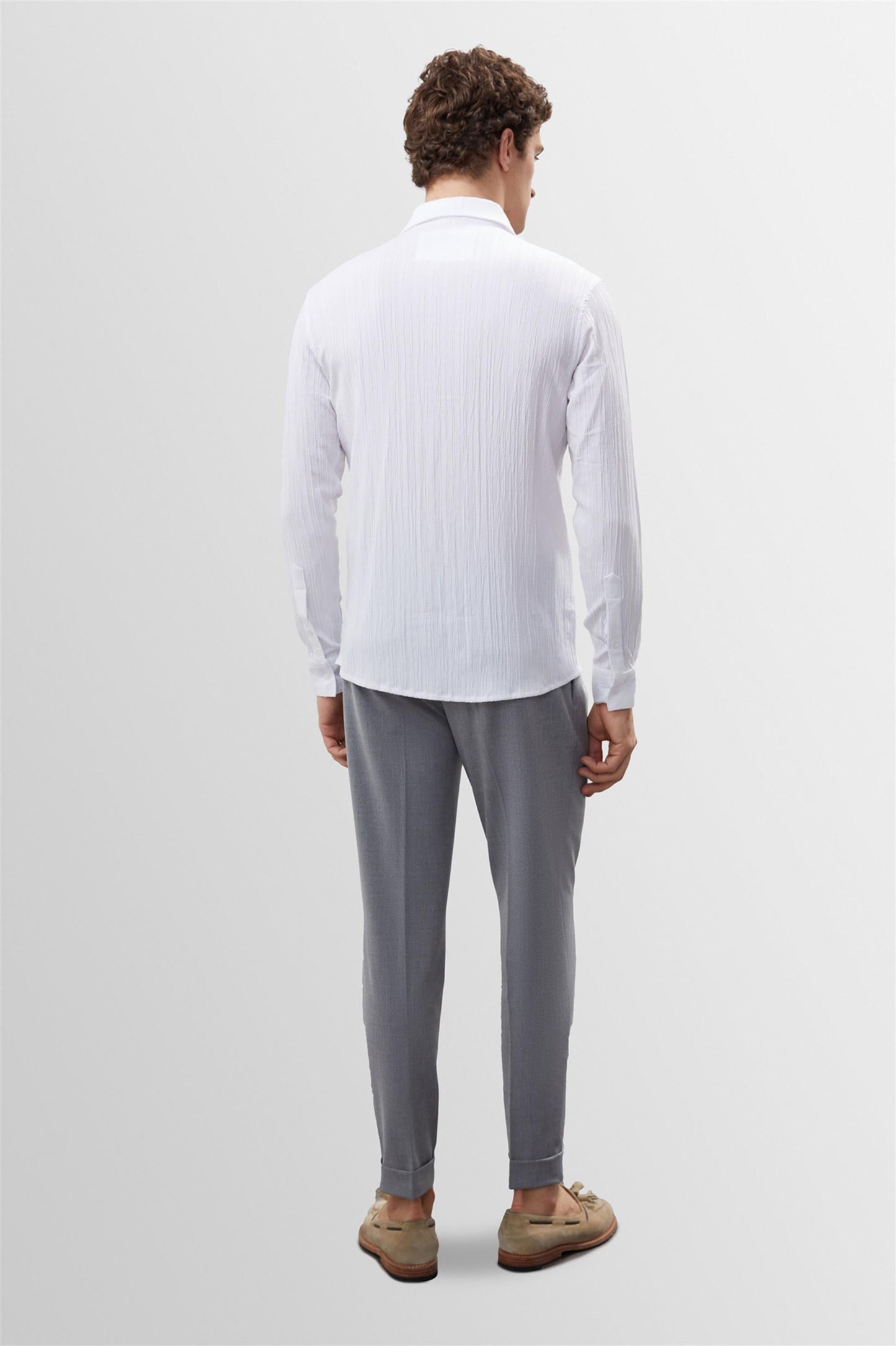 Men's White Muslin Fabric Slim Fit Shirt