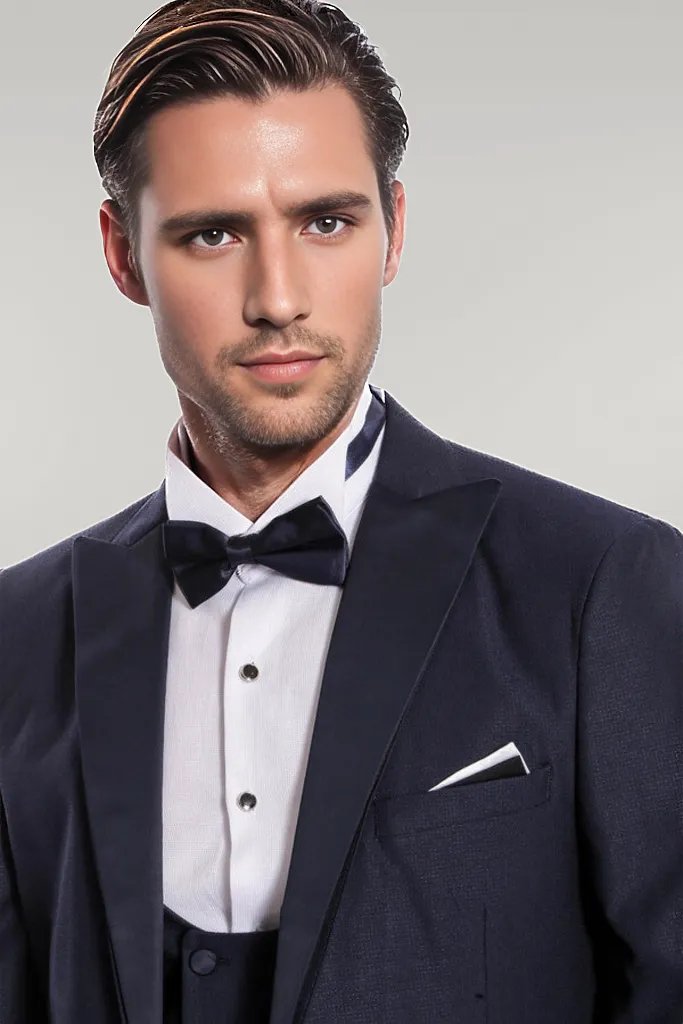 Navy Blue Vested Tuxedo - Wessi
