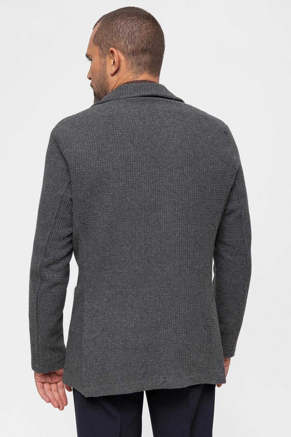 KOALA SYDNEY Men's Grey Knitted Textured Jacket -