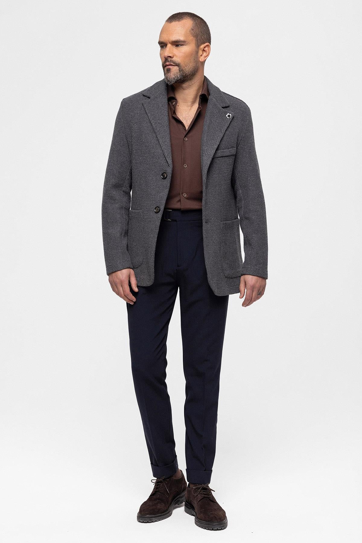 KOALA SYDNEY Men's Grey Knitted Textured Jacket -