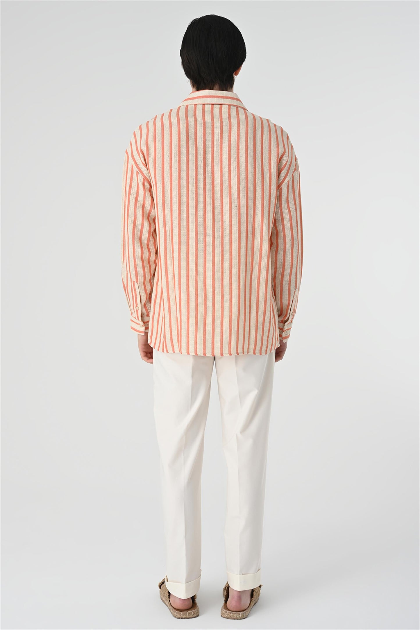 KOALA SYDNEY Men's Salmon Oversized Striped Shirt