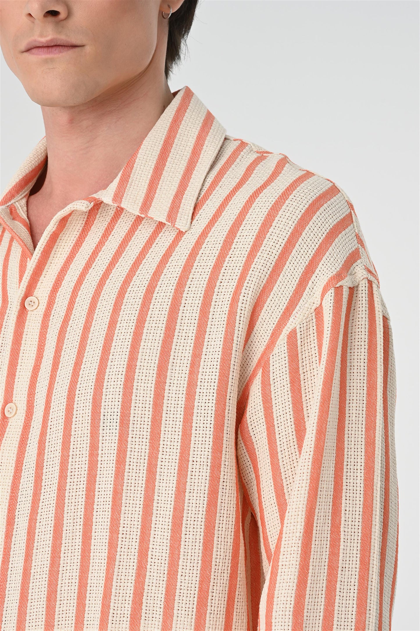 KOALA SYDNEY Men's Salmon Oversized Striped Shirt