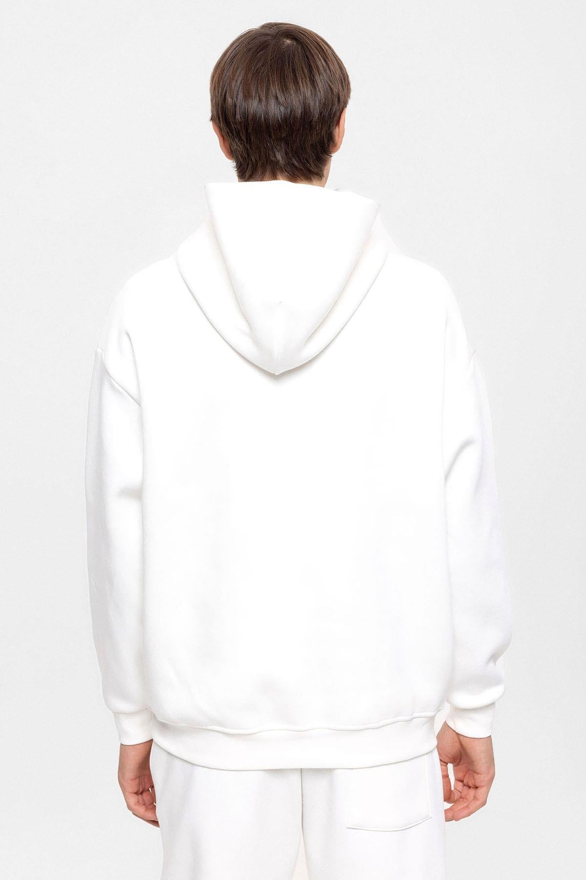 KOALA SYDNEY Men's Ecru Oversize Hooded Sweatshirt