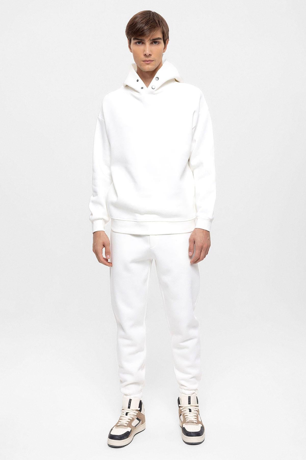KOALA SYDNEY Men's Ecru Oversize Hooded Sweatshirt