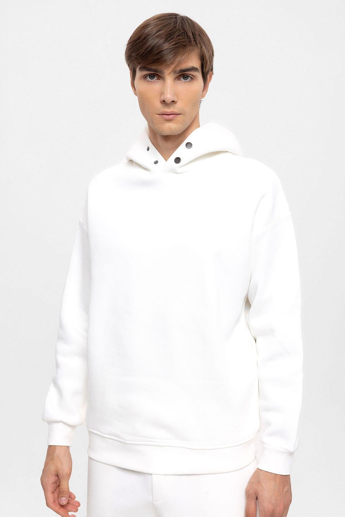 KOALA SYDNEY Men's Ecru Oversize Hooded Sweatshirt