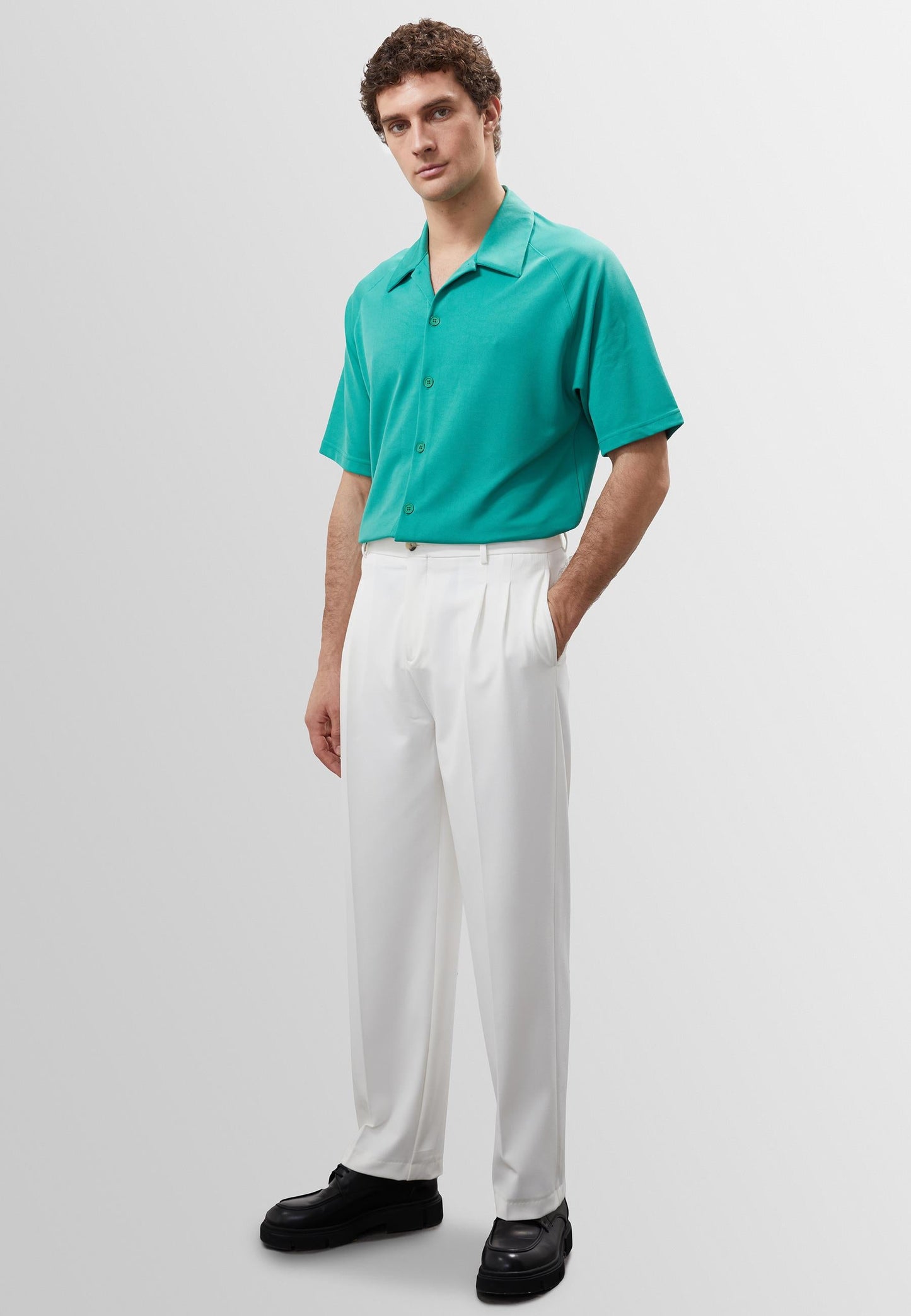 Men's Grass Green Oversize Short Sleeve Shirt