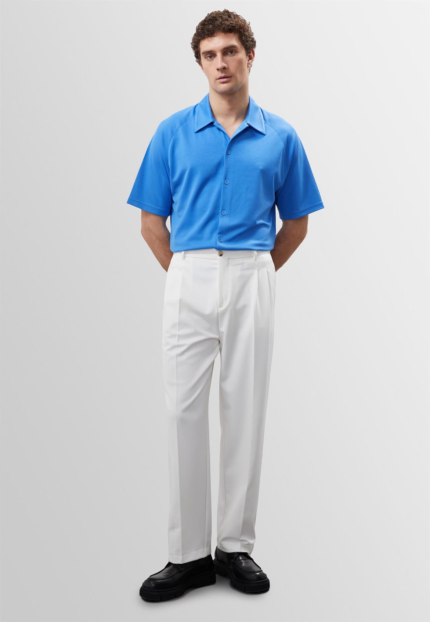 KOALA SYDNEY Men's Sax Oversize Short Sleeve Shirt -