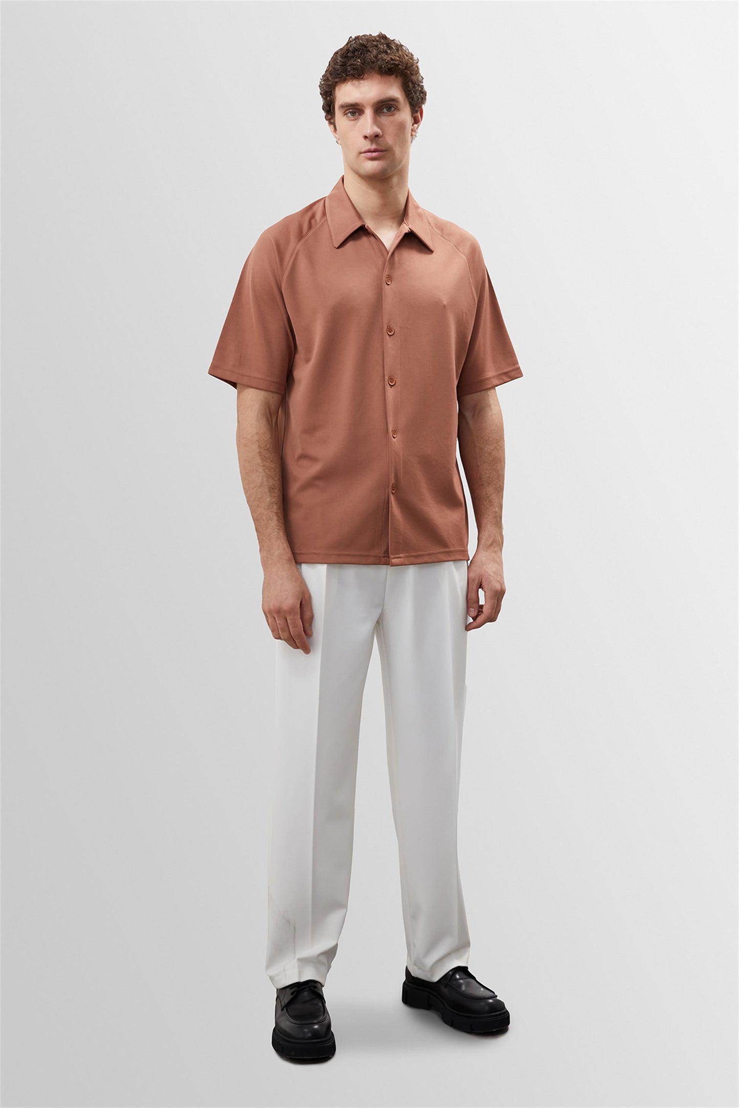 KOALA SYDNEY Men's Light Brown Oversize Short Sleeve Shirt