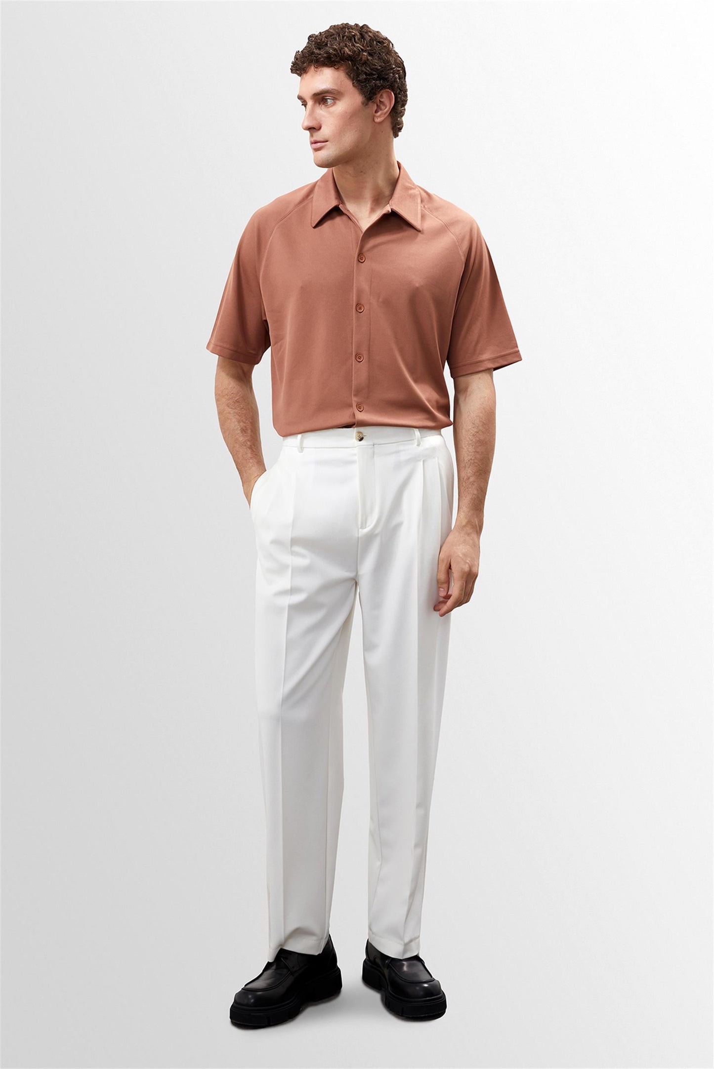 KOALA SYDNEY Men's Light Brown Oversize Short Sleeve Shirt