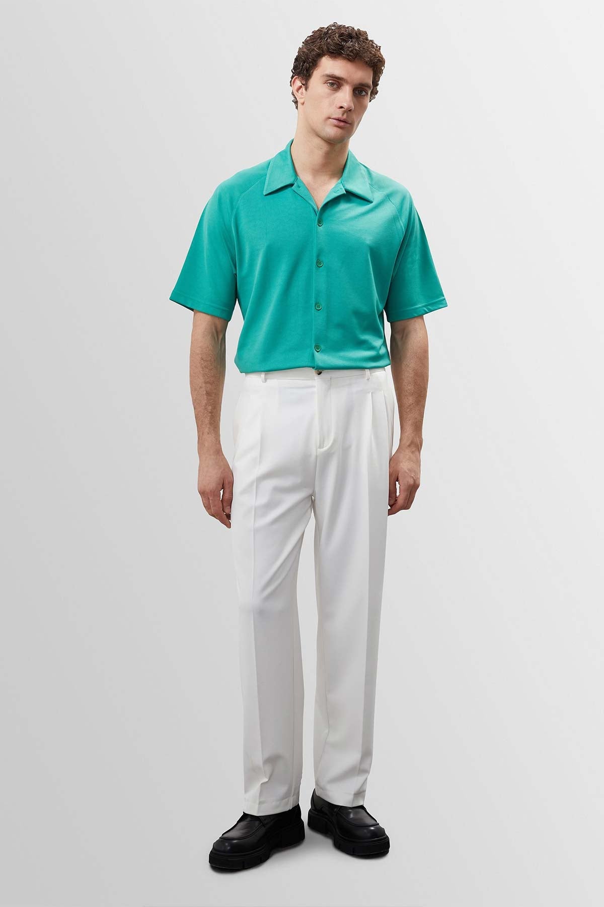 Men's Grass Green Oversize Short Sleeve Shirt