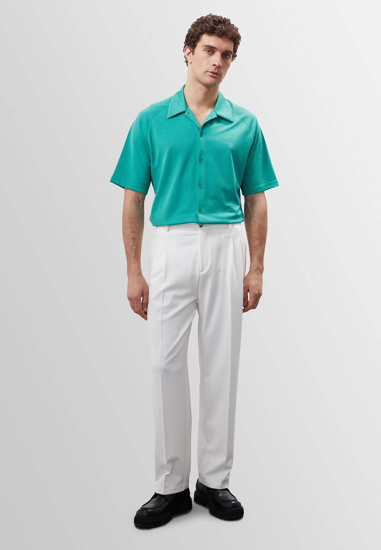 Men's Grass Green Oversize Short Sleeve Shirt