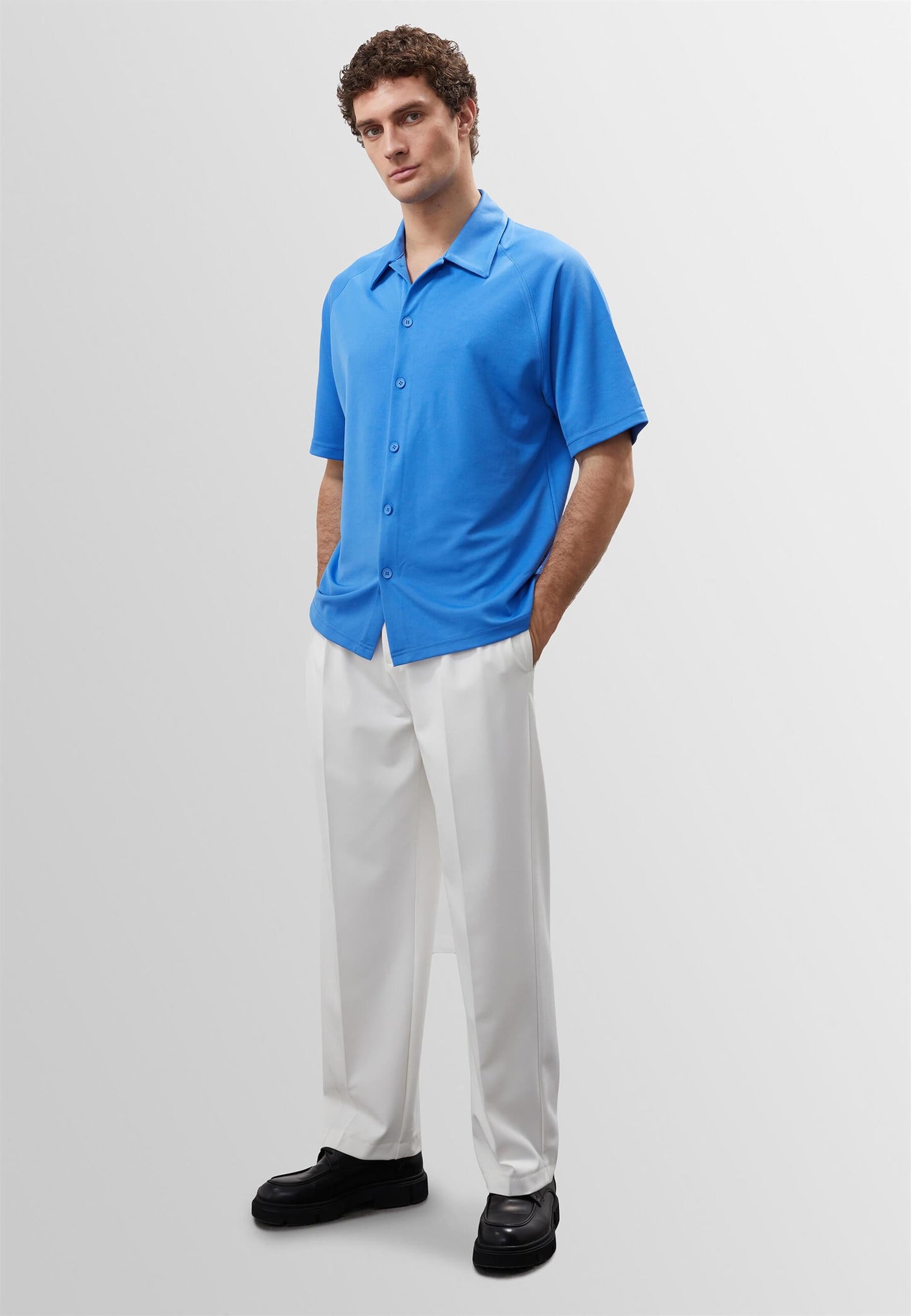 KOALA SYDNEY Men's Sax Oversize Short Sleeve Shirt -
