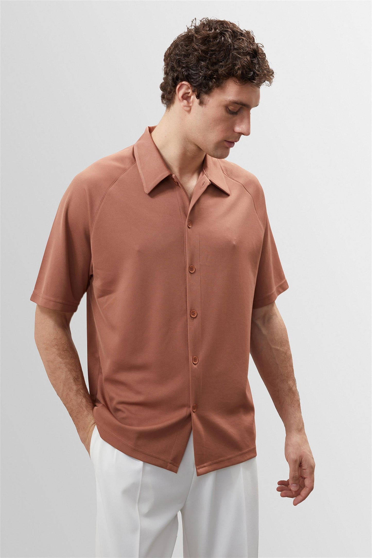 KOALA SYDNEY Men's Light Brown Oversize Short Sleeve Shirt