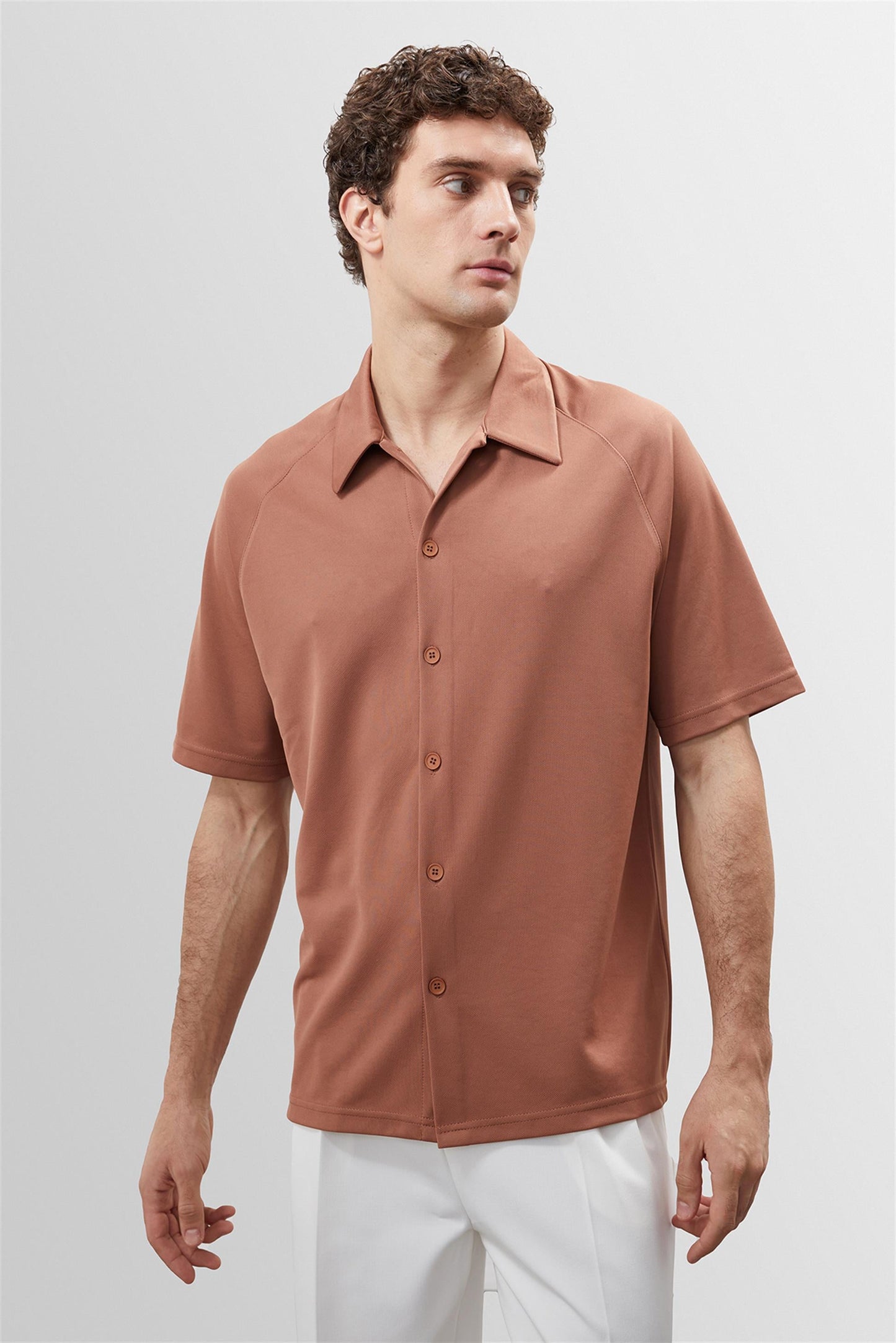 KOALA SYDNEY Men's Light Brown Oversize Short Sleeve Shirt