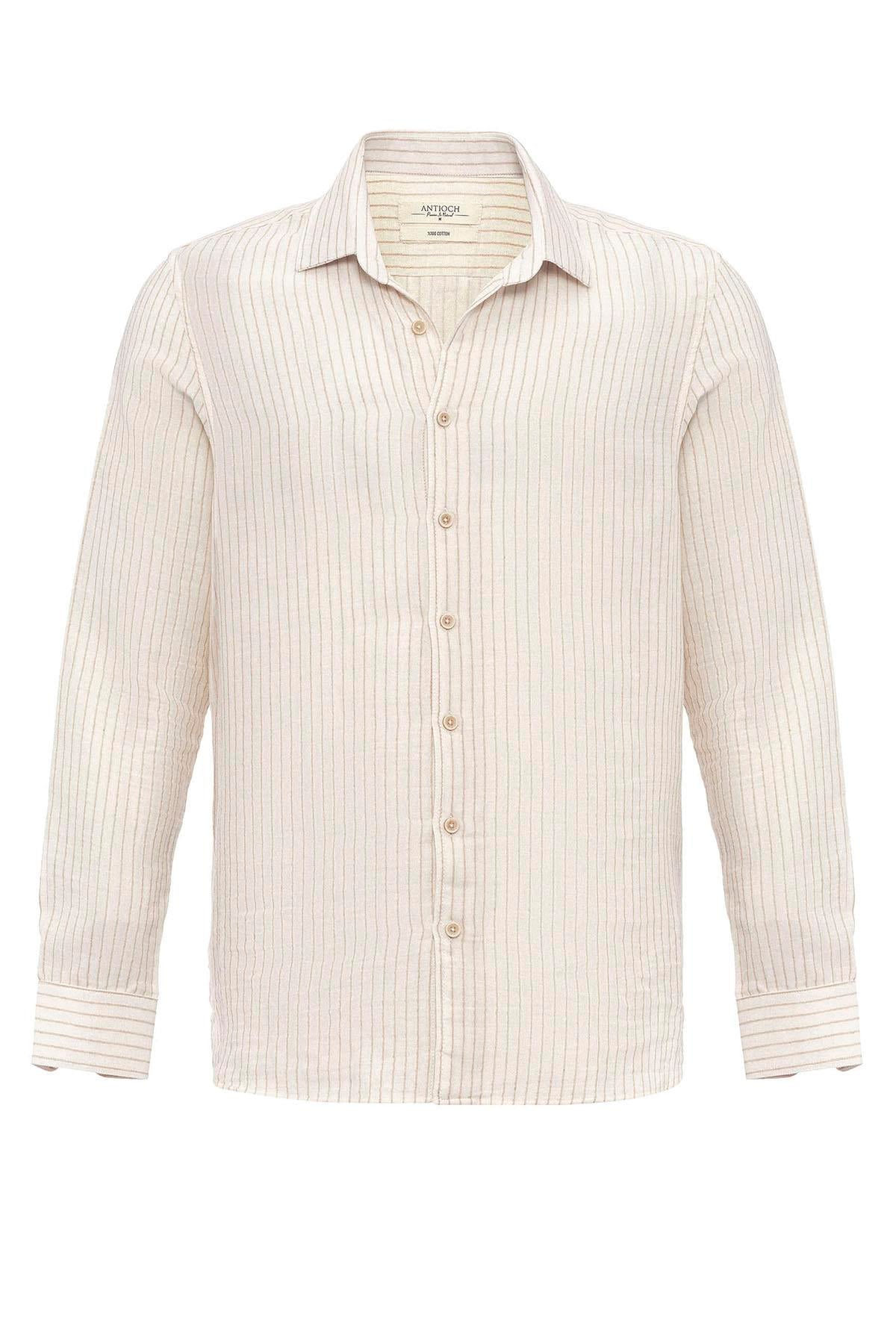 KOALA SYDNEY Men's Beige Cotton Striped Shirt
