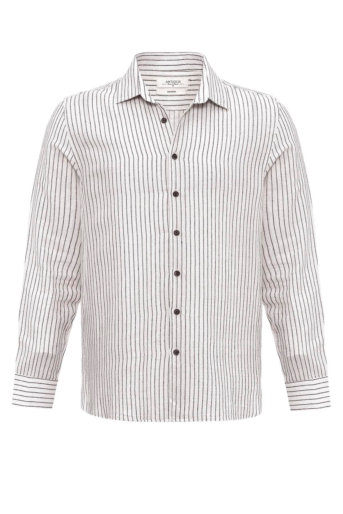 KOALA SYDNEY Men's Black Cotton Striped Shirt