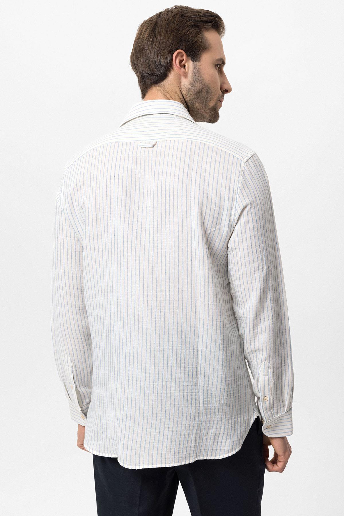 KOALA SYDNEY Men's Baby Blue Cotton Striped Shirt