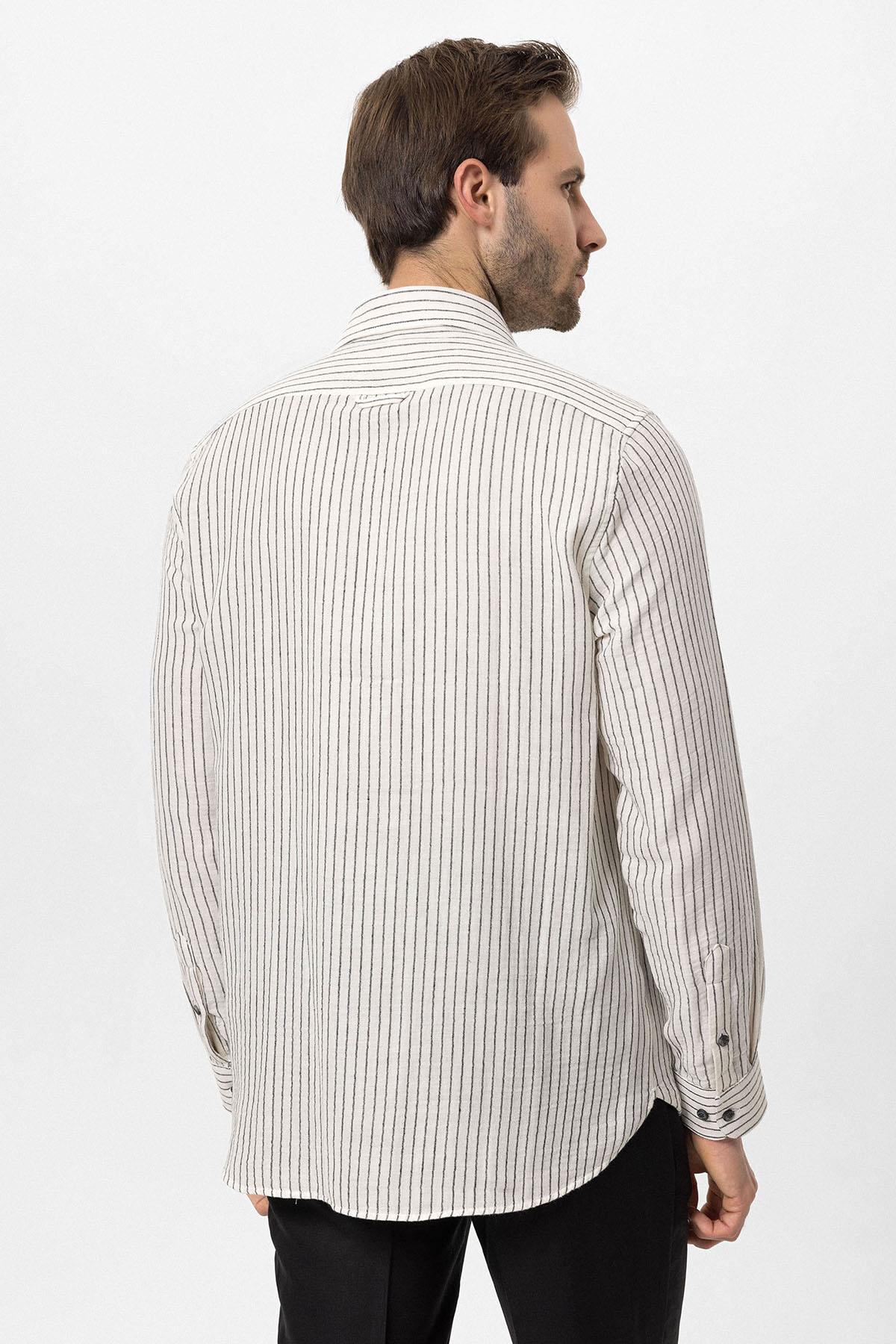 KOALA SYDNEY Men's Black Cotton Striped Shirt