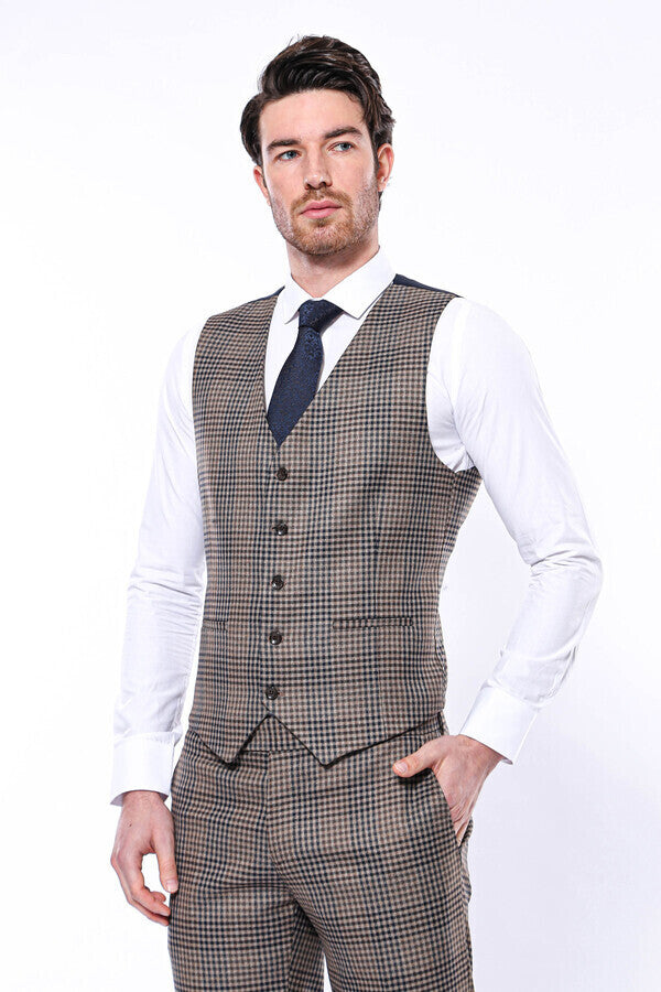 Patterned Brown Men's Vest