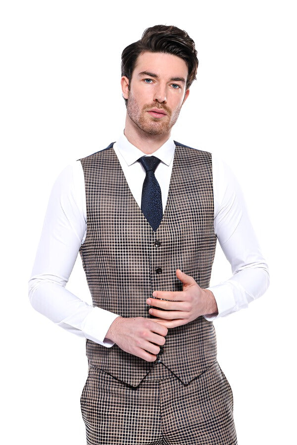 Patterned Brown Men's Vest
