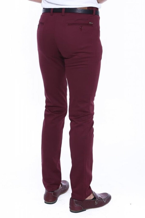 KOALA SYDNEY Patterned Burgundy Cotton Trousers -